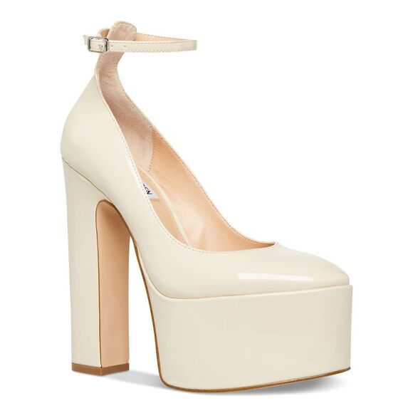 NWT STEVE MADDEN Womens Beige 3" Platform Skyrise Toe Block Heel Pumps Shoes 9 M - Picture 1 of 5